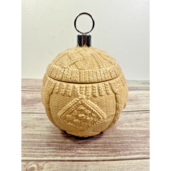 FTD 1910 Trinket Jar Candy Ginger Antique Porcelain Textured 7.5" Tall Vintage - Picture 14 of 14